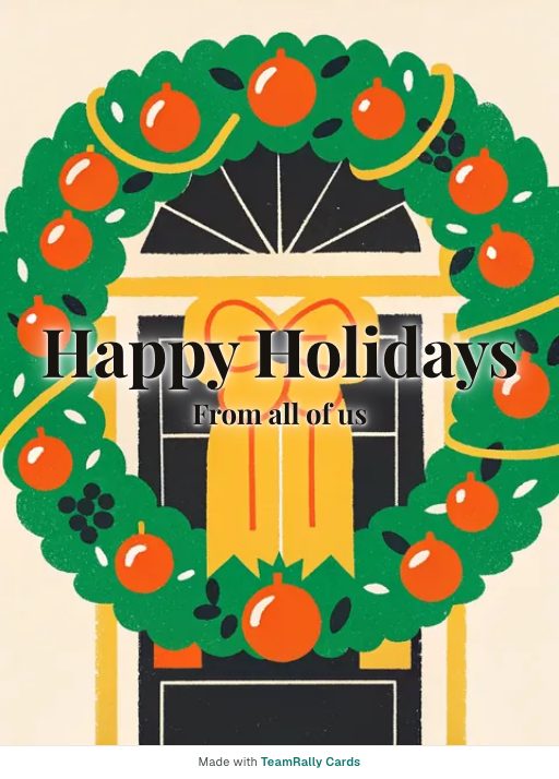 Holidays card for coworkers — Wreath design, signed “from all of us”