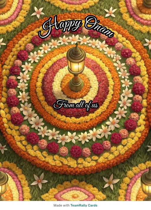 Onam card for coworkers, signed “from all of us”