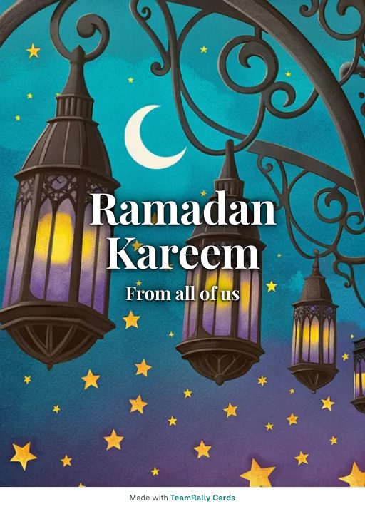 Ramadan card for coworkers, signed “from all of us”