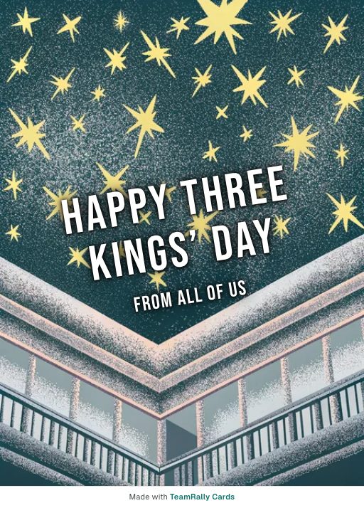 Three Kings’ Day card for coworkers, signed “from all of us”