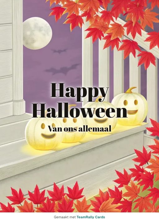 Kaart voor collega’s: Halloween, ondertekend met “van ons allemaal”