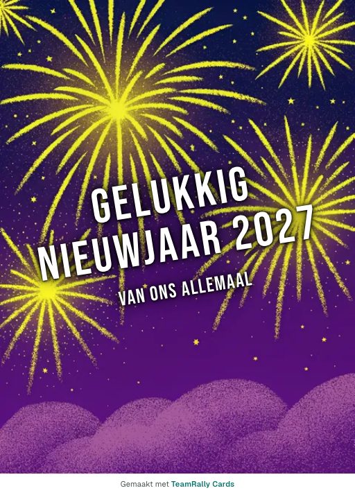 Kaart voor collega’s: Nieuwjaar, ondertekend met “van ons allemaal”