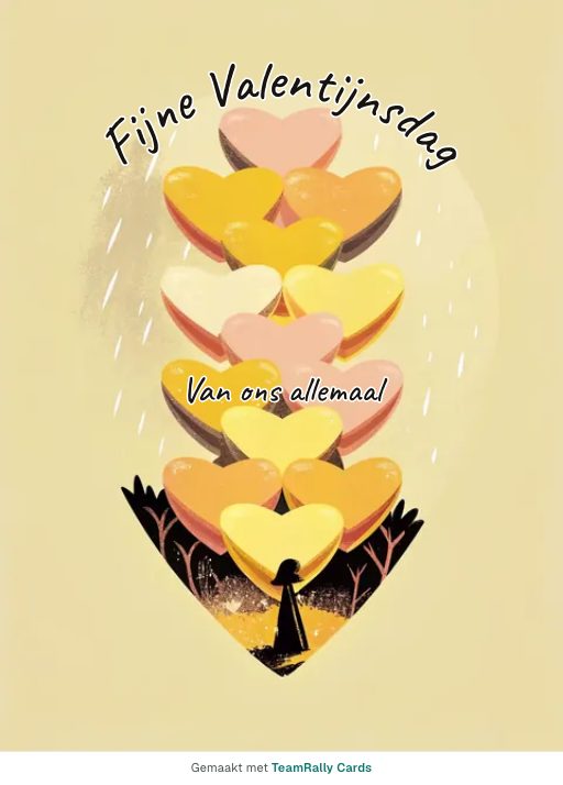 Kaart voor collega’s: Valentijnsdag, ondertekend met “van ons allemaal”