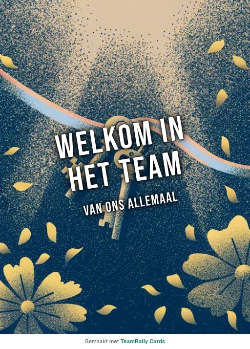 Kaart voor collega’s: Welkom – ontwerp De sleutels, ondertekend met “van ons allemaal”
