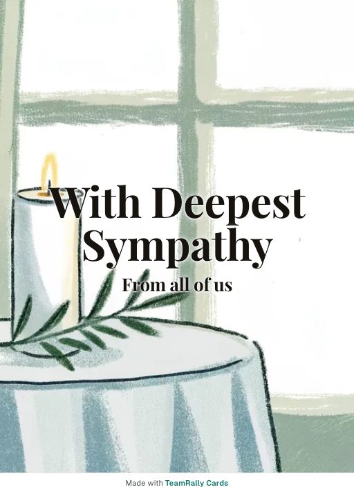 Sympathy card for coworkers — Candle design, signed “from all of us”