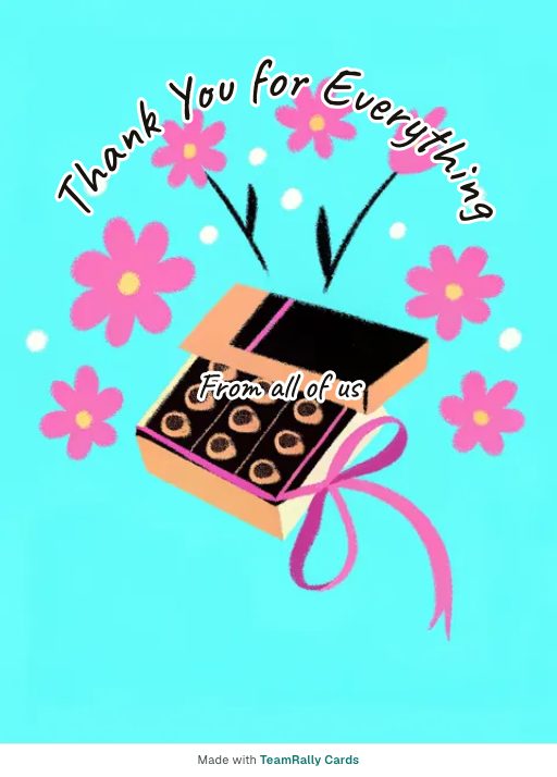 Admin Professionals Day card for coworkers, signed “from all of us”