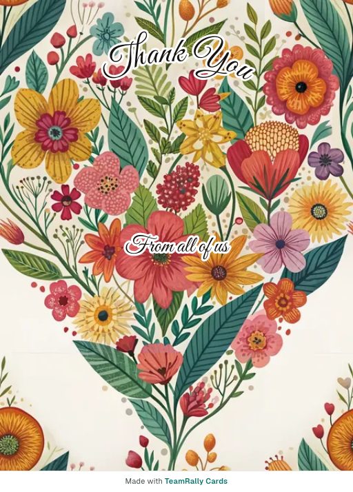 Thank you card for coworkers — Bloom Heart design, signed “from all of us”