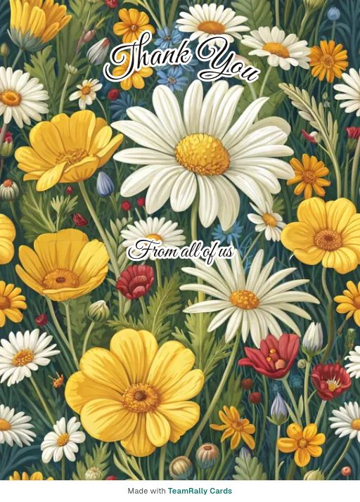 Thank you card for coworkers — Daisy Field design, signed “from all of us”