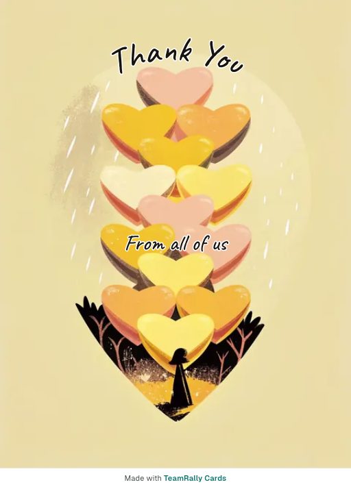 Thank you card for coworkers — Heart Stack design, signed “from all of us”
