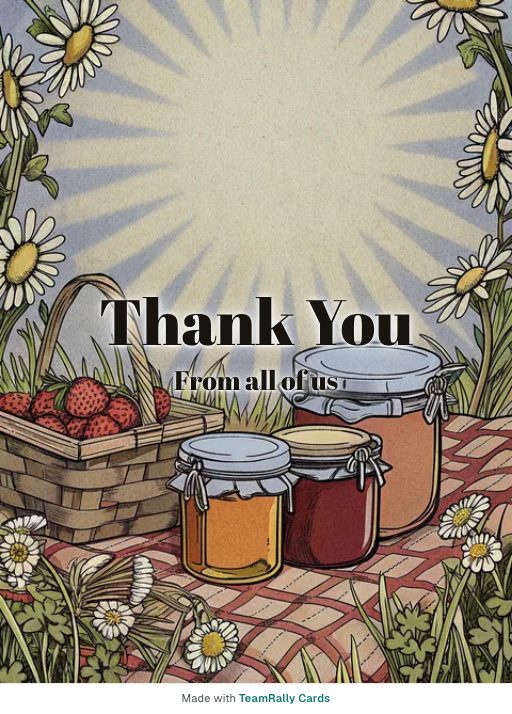 Thank you card for coworkers — Honey Jars design, signed “from all of us”