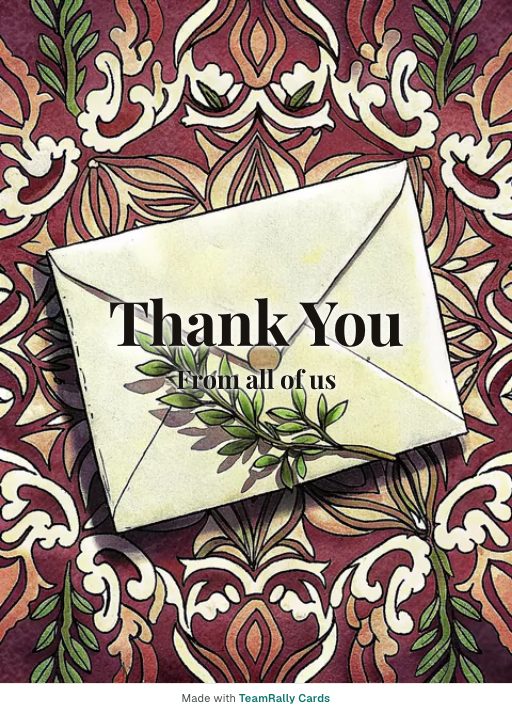 Thank you card for coworkers — Sealed With Thanks design, signed “from all of us”