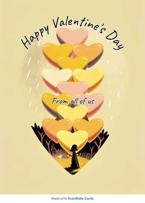 Valentine’s Day card for coworkers, signed “from all of us”
