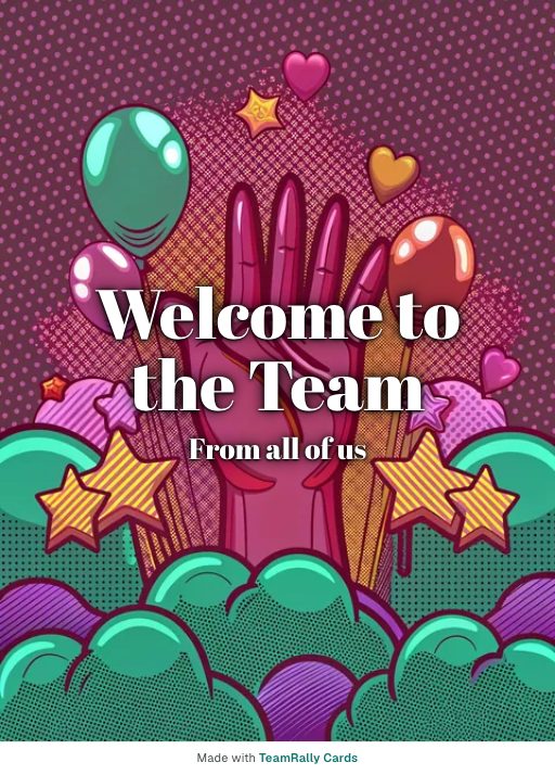 Welcome card for coworkers — Big Wave design, signed “from all of us”